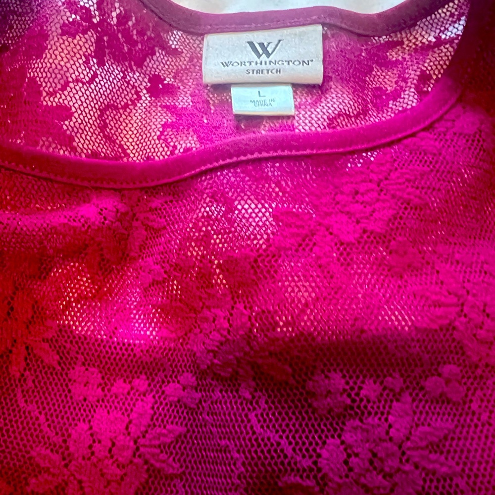 Fuchsia ruffle, sleeved top